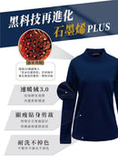 深藍色高領速暖絨長袖保暖衣，合身剪裁，防皺耐洗設計.