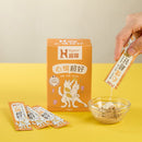 橘色包裝【Hyperr 超躍】狗貓心情保健品30包，插入透明碗中粉末狀產品.