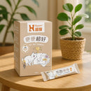 Hyperr 超躍狗貓便便益生菌包裝盒與單包，淺咖啡色設計，插畫風貓狗圖案.