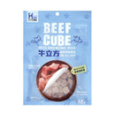 藍色包裝牛肉立方凍乾貓零食，30克，小方塊肉乾展示.
