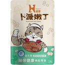貓用卜派嫩丁腸保健康機能零食30g包裝，卡通貓咪插畫設計.