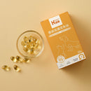 橘色包裝寵物用高濃度Omega-3純魚油膠囊，玻璃碗盛放軟膠囊30顆.