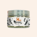 透明塑膠罐裝A級嫩葉紓壓貓草，白色標籤配黑色植物插畫.