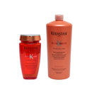 KERASTASE卡詩柔舞絲緞髮浴250ml與1000ml，紅橙色瓶身設計.