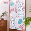 粉色背景迪士尼瑪麗貓長門簾，配快樂音符與幾何圖案.