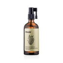 Masdo瑪斯朵棕色玻璃瓶裝抗敏精油頭皮隔離噴霧100ml，簡約米色標籤植物圖案.