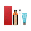 Moroccanoil摩洛哥優油100ml金色瓶身附紅色禮盒與藍色護手霜40ml.