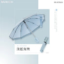淡藍海灣色反向環扣自動摺疊傘，附同色收納套.