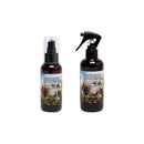 Napla艾諾特果香護髮噴霧100ml與髮妝水200ml，棕色瓶身，標籤有花草圖案.