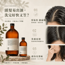 OWAY 清爽淨化浴髮乳痛點圖，說明頭髮易出油、洗完很快又變油膩，常見困擾包括容易出油扁塌、多頭皮屑及頭皮異味。