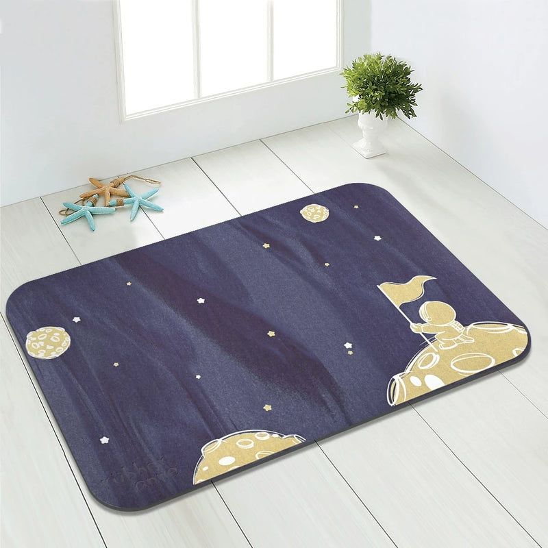 【Rubber Anne】夜光版 軟式珪藻土吸水地墊 星際流浪(60x40cm) (下單後3-5個工作天出貨)