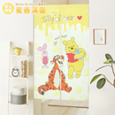 小熊維尼與跳跳虎粉紅豬豬親子可愛長門簾，黃白色搭配蜜香滿園主題.
