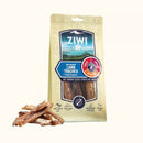 ZIWI巔峰天然羊氣管潔牙骨60g，透明窗可見多根羊氣管條狀零食.