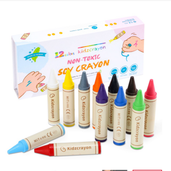 【Kidzcrayon】 大豆無毒蠟筆12色 兒童蠟筆 無毒蠟筆 MIT 台灣製造