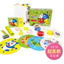 Q-doh彩色無毒黏土工具組包含多色黏土及造型模具，附動物圖案示範板.